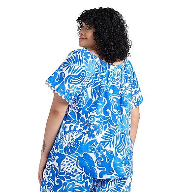Plus Size AB Studio Bubble Elastic Hem Top