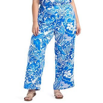 Plus Size AB Studio High Rise Wide Leg Floral Pants