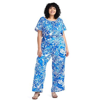 Plus Size AB Studio High Rise Wide Leg Floral Pants