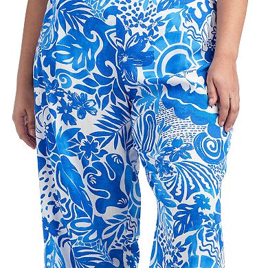 Plus Size AB Studio High Rise Wide Leg Floral Pants