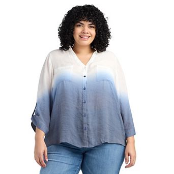 Plus Size AB Studio Three-Quarter Sleeve Texture Top