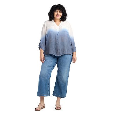 Plus Size AB Studio Three-Quarter Sleeve Texture Top