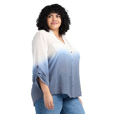 Plus Size AB Studio Three-Quarter Sleeve Texture Top