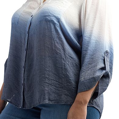 Plus Size AB Studio Three-Quarter Sleeve Texture Top