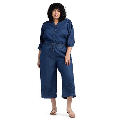 Plus Size AB Studio Wide Leg Crop Pants