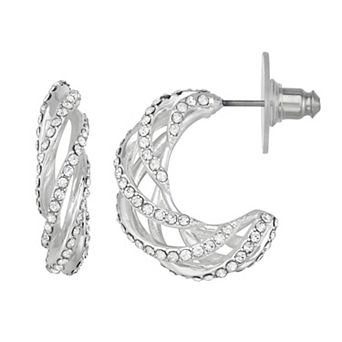Napier Silver-Tone Shine Bright C-Hoop Earrings