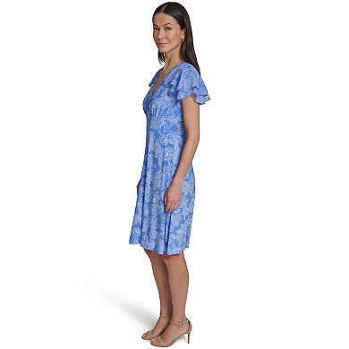 Women's Harper Rose Chiffon Sleeve Jersey Fit & Flare Dress