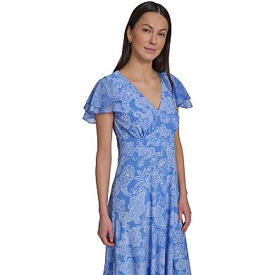 Women's Harper Rose Chiffon Sleeve Jersey Fit & Flare Dress