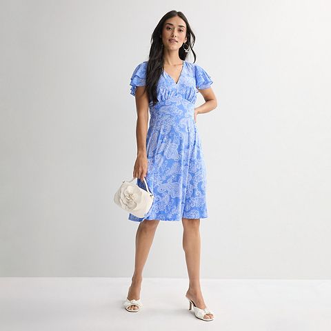 Женские платья Harper Women's Harper Rose Chiffon Sleeve Jersey Fit & Flare Dress