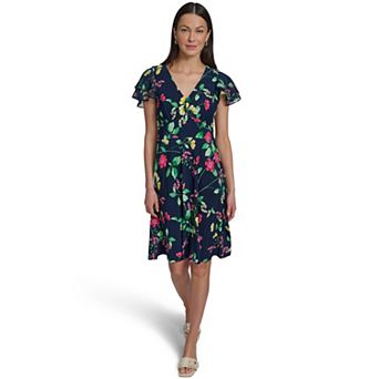 Women's Harper Rose Chiffon Sleeve Jersey Fit & Flare Dress