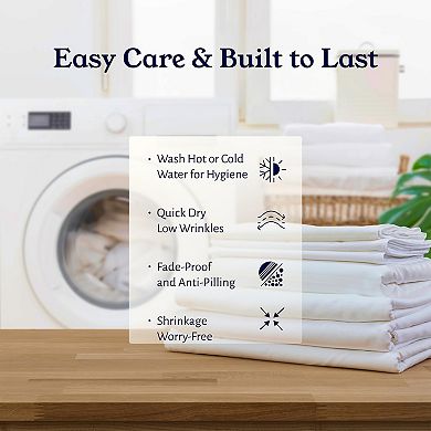 California Design Den Deep Pocket Fitted Sheet Only - 100% Organic Cotton Percale, Anti-Skid Elastic