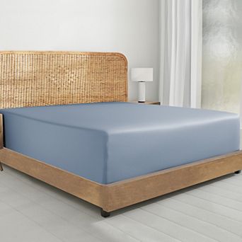 California Design Den Deep Pocket Fitted Sheet Only - 100% Organic Cotton Percale, Anti-Skid Elastic