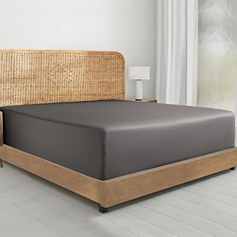 California Design Den Deep Pocket Fitted Sheet Only - 100% Organic Cotton Percale, Anti-Skid Elastic