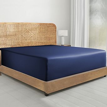 California Design Den Deep Pocket Fitted Sheet Only - 100% Organic Cotton Percale, Anti-Skid Elastic