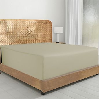 California Design Den Deep Pocket Fitted Sheet Only - 100% Organic Cotton Percale, Anti-Skid Elastic