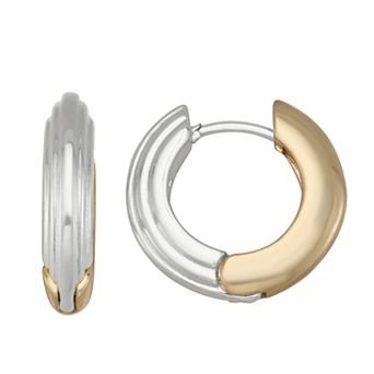 Napier Two-Tone Mixed Pieces Hoop Earrings