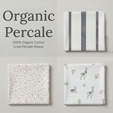 California Design Den 100% Organic Cotton Printed Sheet Set - Crisp Percale, Deep Pockets