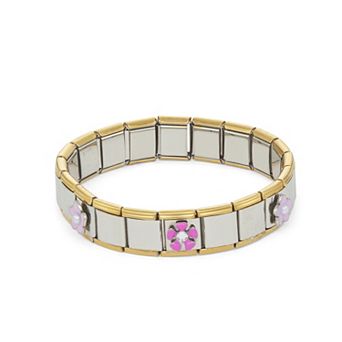 Napier Two-Tone Flower Stretch Bracelet