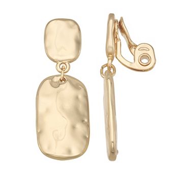 Napier Gold Tone Textured Linear Drop Clip-On Earrings
