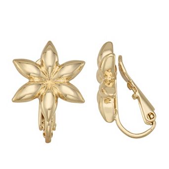 Napier Gold Tone Flower Clip-On Earrings