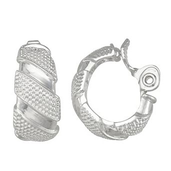 Napier Silver Tone Beaded Hoop Clip-On Earrings