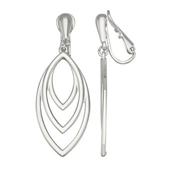 Napier Silver Tone Multi Oval Long Drop Clip-On Earrings