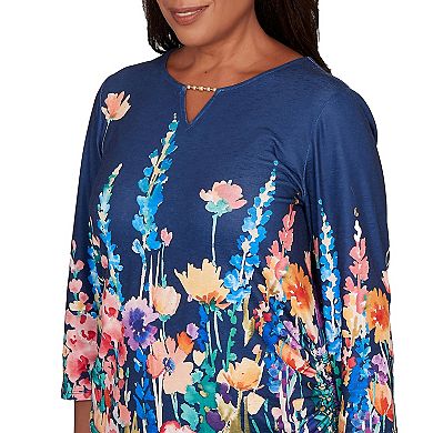 Women's Alfred Dunner Vertical Floral Border Knit Top