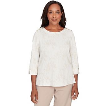 Women's Alfred Dunner Raised Texture Floral Design Knit Top