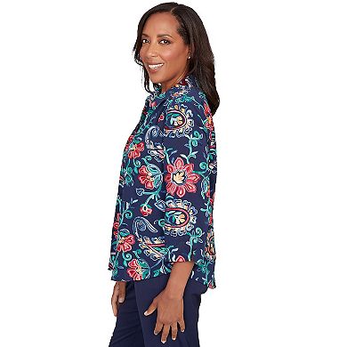 Women's Alfred Dunner Paisley Floral Two-in-One Top with Necklace