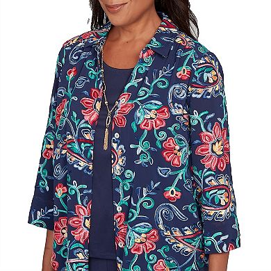 Women's Alfred Dunner Paisley Floral Two-in-One Top with Necklace