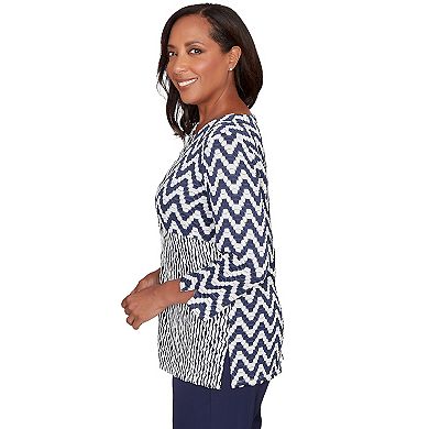 Women's Alfred Dunner Textured Panel Spliced Knit Top