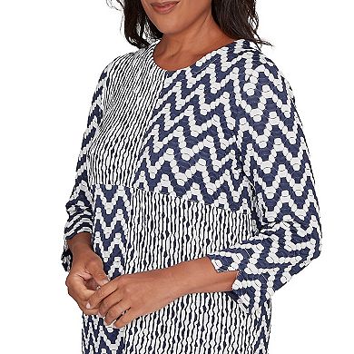 Women's Alfred Dunner Textured Panel Spliced Knit Top