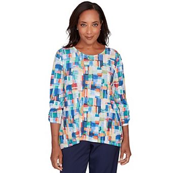 Women's Alfred Dunner Tile Print Colorblock Textured Top