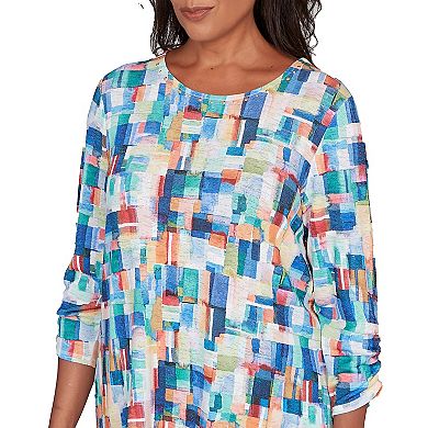 Women's Alfred Dunner Tile Print Colorblock Textured Top