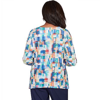 Women's Alfred Dunner Tile Print Colorblock Textured Top