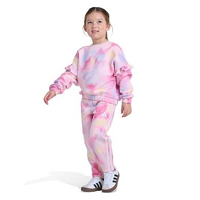Girls 4-6x adidas 2-Piece Long Sleeve Flutter Sleeve Pullover & Pant Set