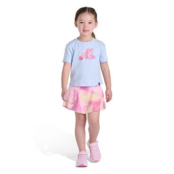 Girls 4-6x adidas 2 pc Short Sleeve Tee & Printed Flounce Skort Set