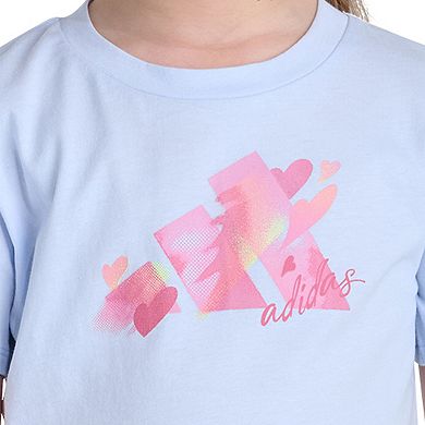 Girls 4-6x adidas 2-Piece Short Sleeve Tee & Printed Flounce Skort Set