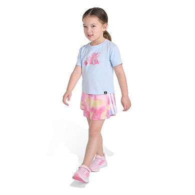 Girls 4-6x adidas 2-Piece Short Sleeve Tee & Printed Flounce Skort Set