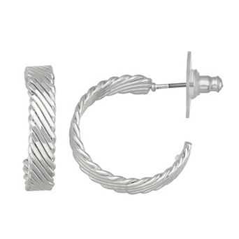 Napier Textured C-Hoop Post Earrings