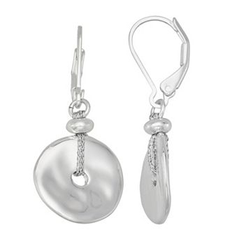 Napier Silver Tone Round Single Drop Earrings