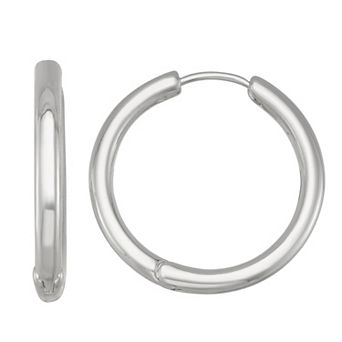Napier Silver Tone Solid Hinge Hoop Earrings