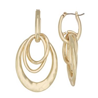 Napier Gold Tone Hoop Drop Earrings