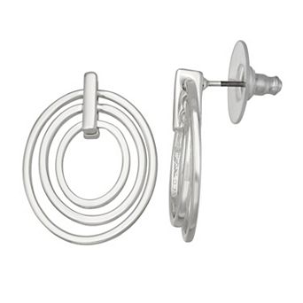 Napier Silver Tone Circular Drop Post Earrings