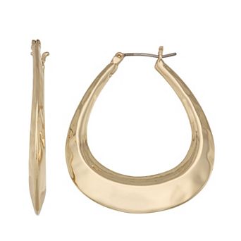 Napier Gold Tone Oval Hoop Earrings