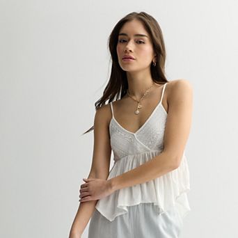 Juniors' madden girl Crochet Babydoll Camisole