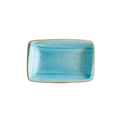 Aqua 6" x 3.75" x h:1.25" 6 oz. Rectangular Blue Porcelain Deep Plate (Set of 2)