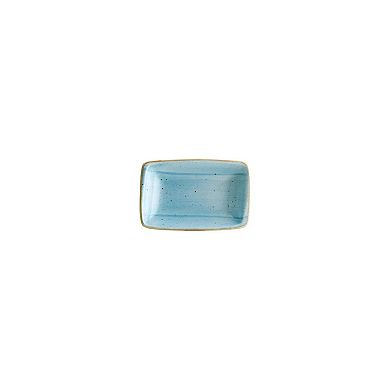 Aqua 6" x 3.75" x h:1.25" 6 oz. Rectangular Blue Porcelain Deep Plate (Set of 2)