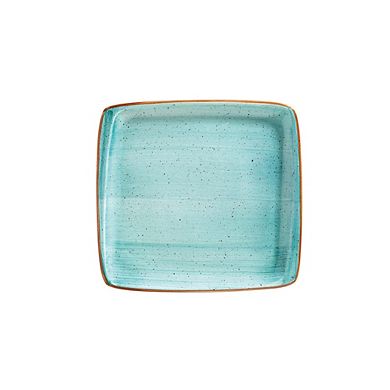 Aqua 6.25" x 5.75" Square Blue Porcelain Plate (Set of 4)