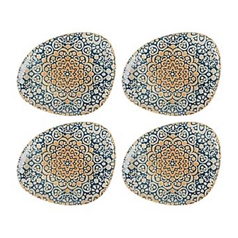 Alhambra 7.5" x 6" Organic Shape Decorated Porcelain Plate (Set of 4)